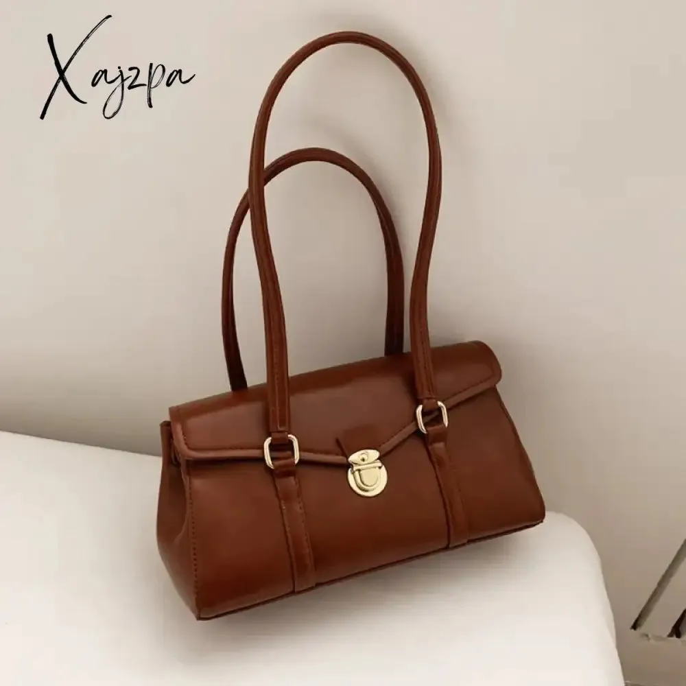 Solid Leather Handbag For Women High quality Leather Tote Bags 2024 Vintage Trend Shoulder Bag Women's Underarm Bag