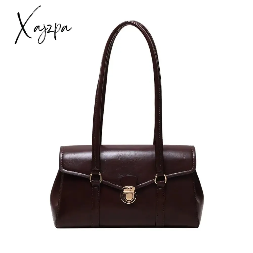 Solid Leather Handbag For Women High quality Leather Tote Bags 2024 Vintage Trend Shoulder Bag Women's Underarm Bag