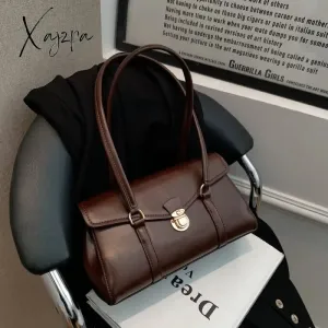 Solid Leather Handbag For Women High quality Leather Tote Bags 2024 Vintage Trend Shoulder Bag Women's Underarm Bag