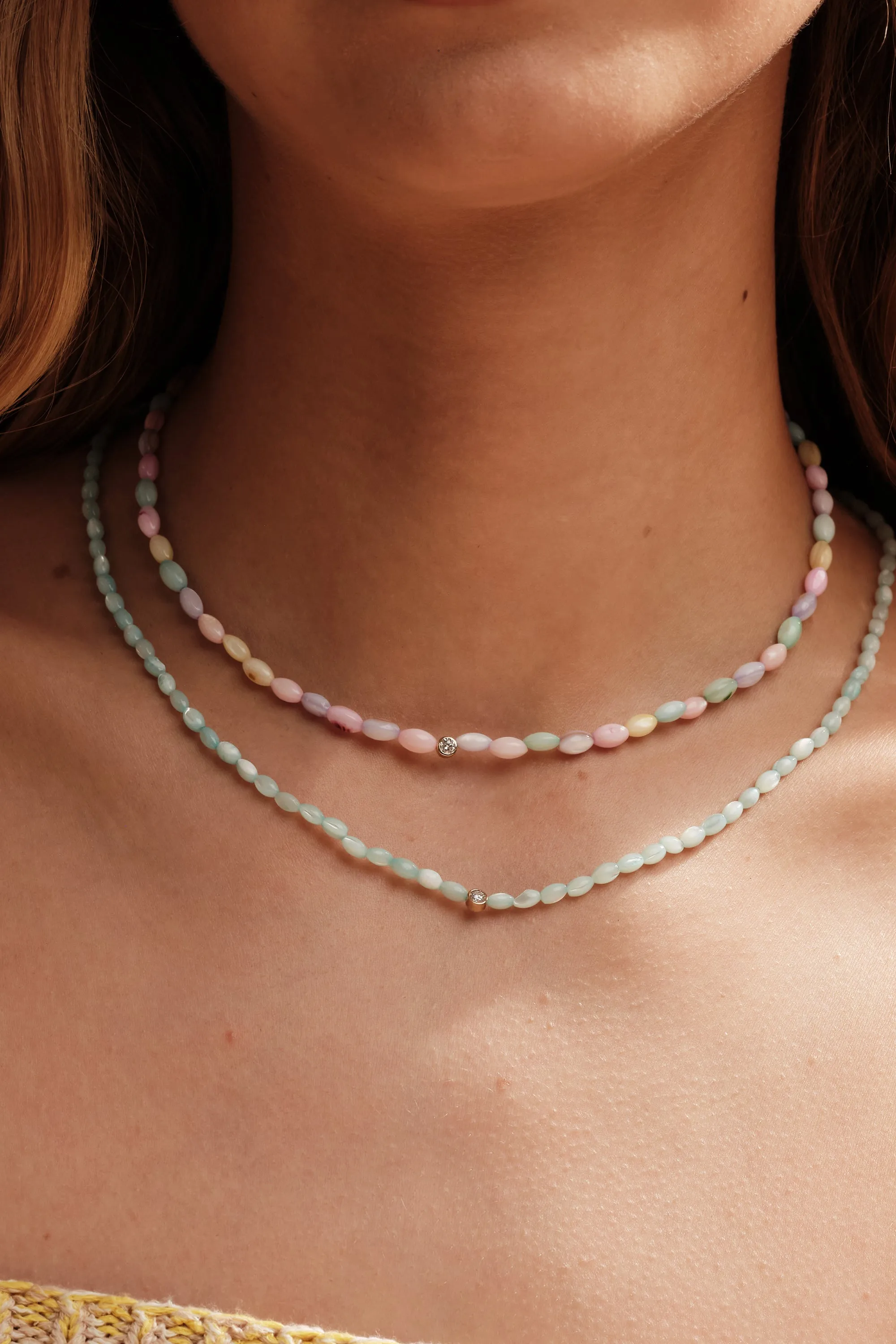SORBET SKIES 01 DIAMOND OVAL BONBONS BEAD NECKLACE