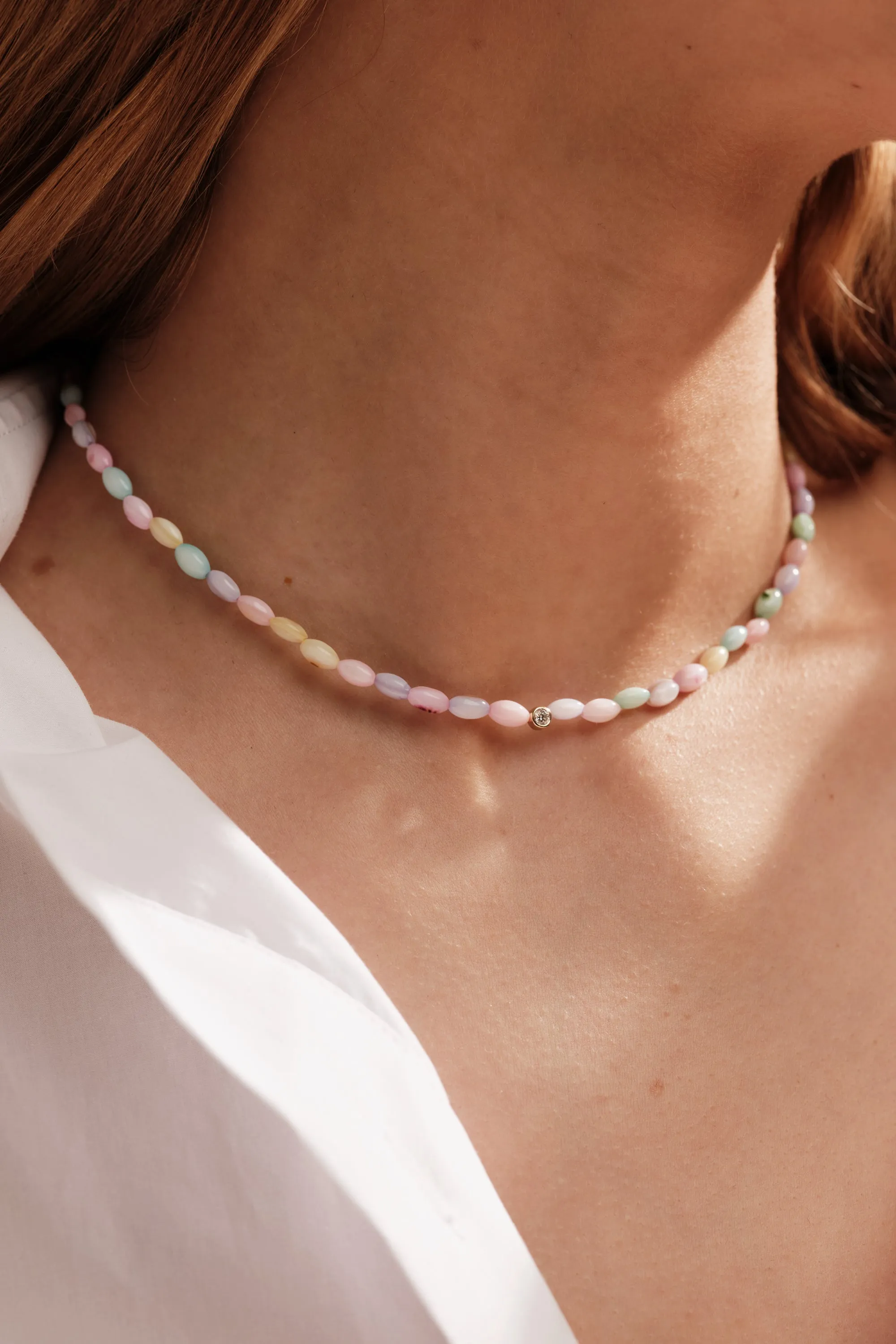 SORBET SKIES 01 DIAMOND OVAL BONBONS BEAD NECKLACE