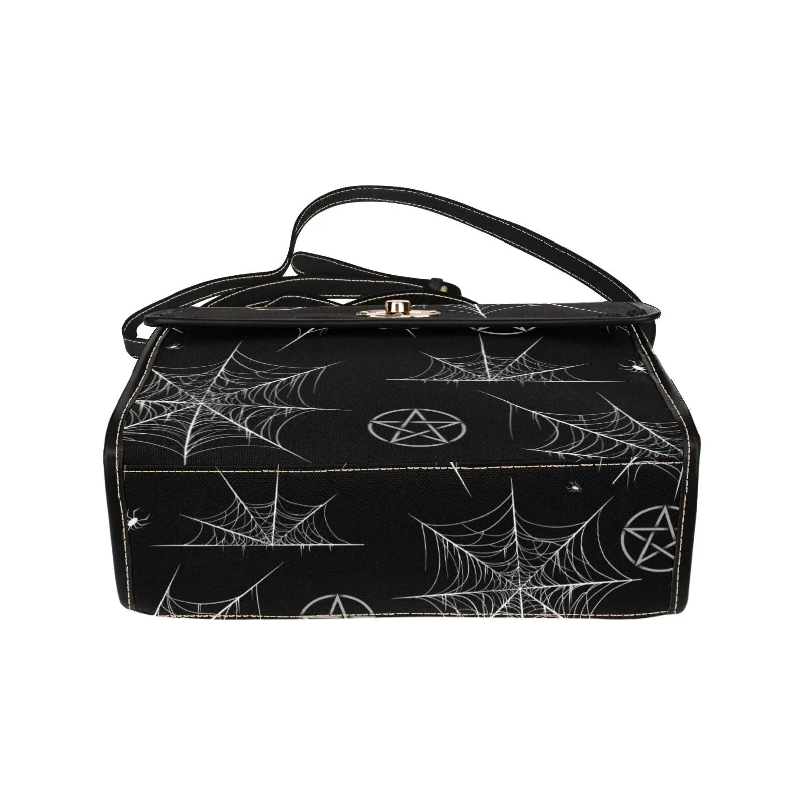 Spiderweb Pentagon Gothic Purse, Canvas bag, Vegan Goth Bag, Halloween Costume Adult Cosplay, Cute Black Witch women cross body purse