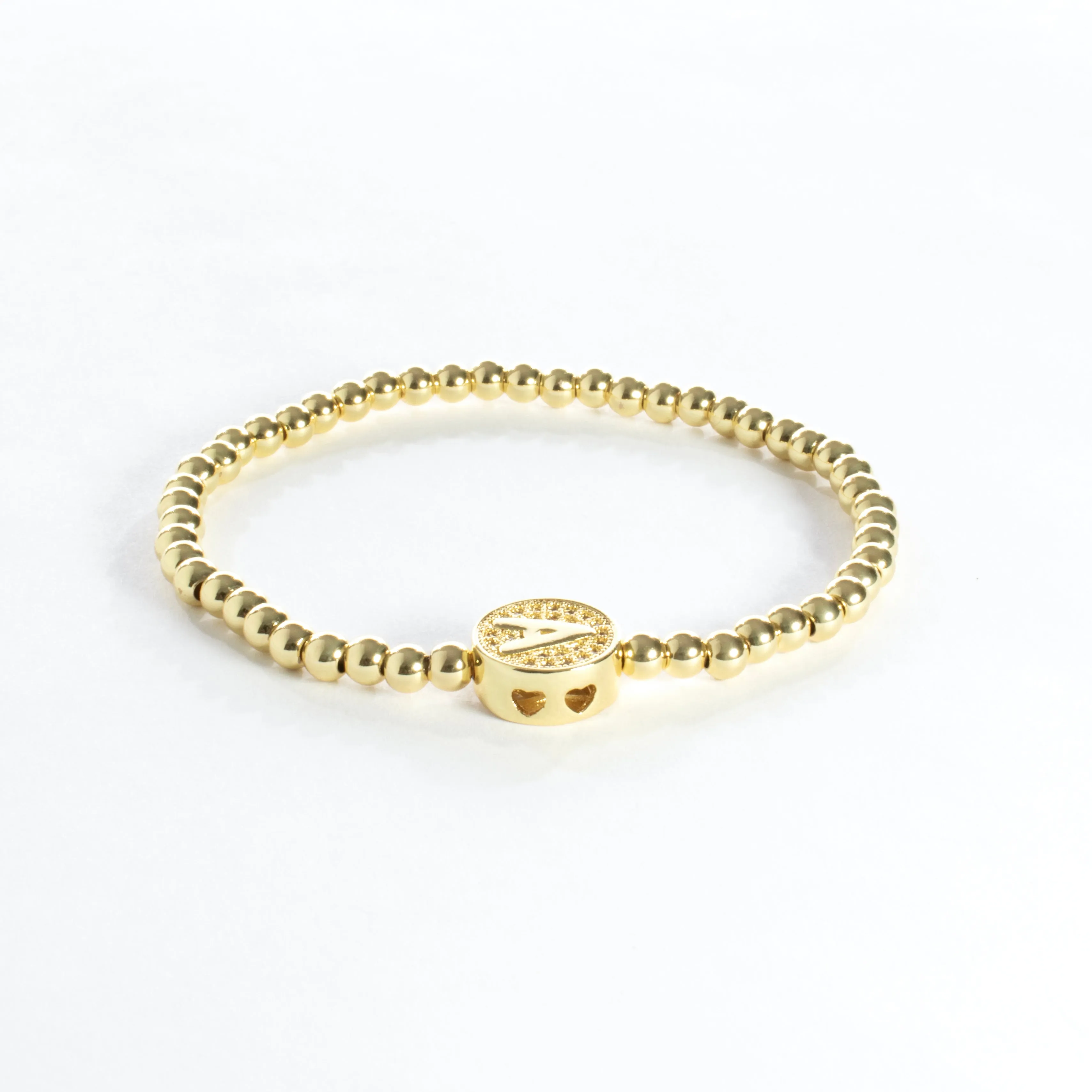 Stretch Beaded Initial Bracelet - Gold or Silver