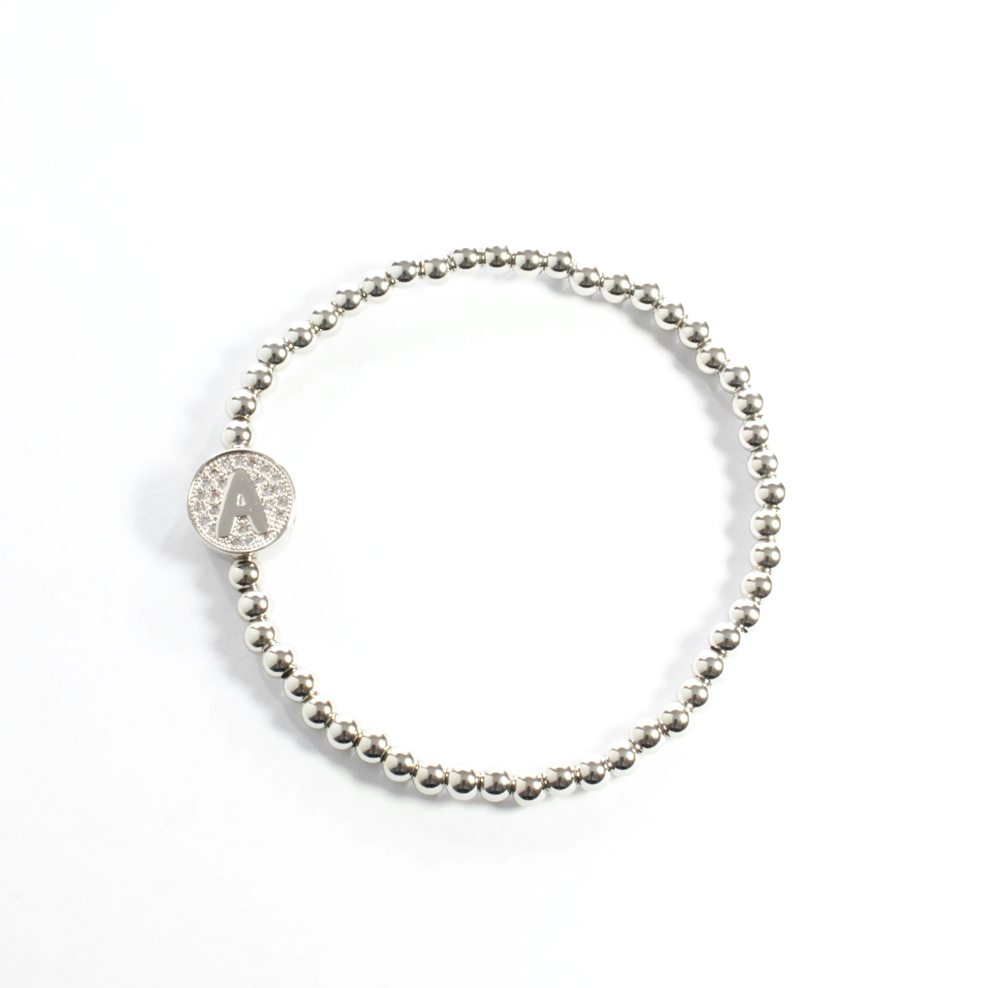 Stretch Beaded Initial Bracelet - Gold or Silver