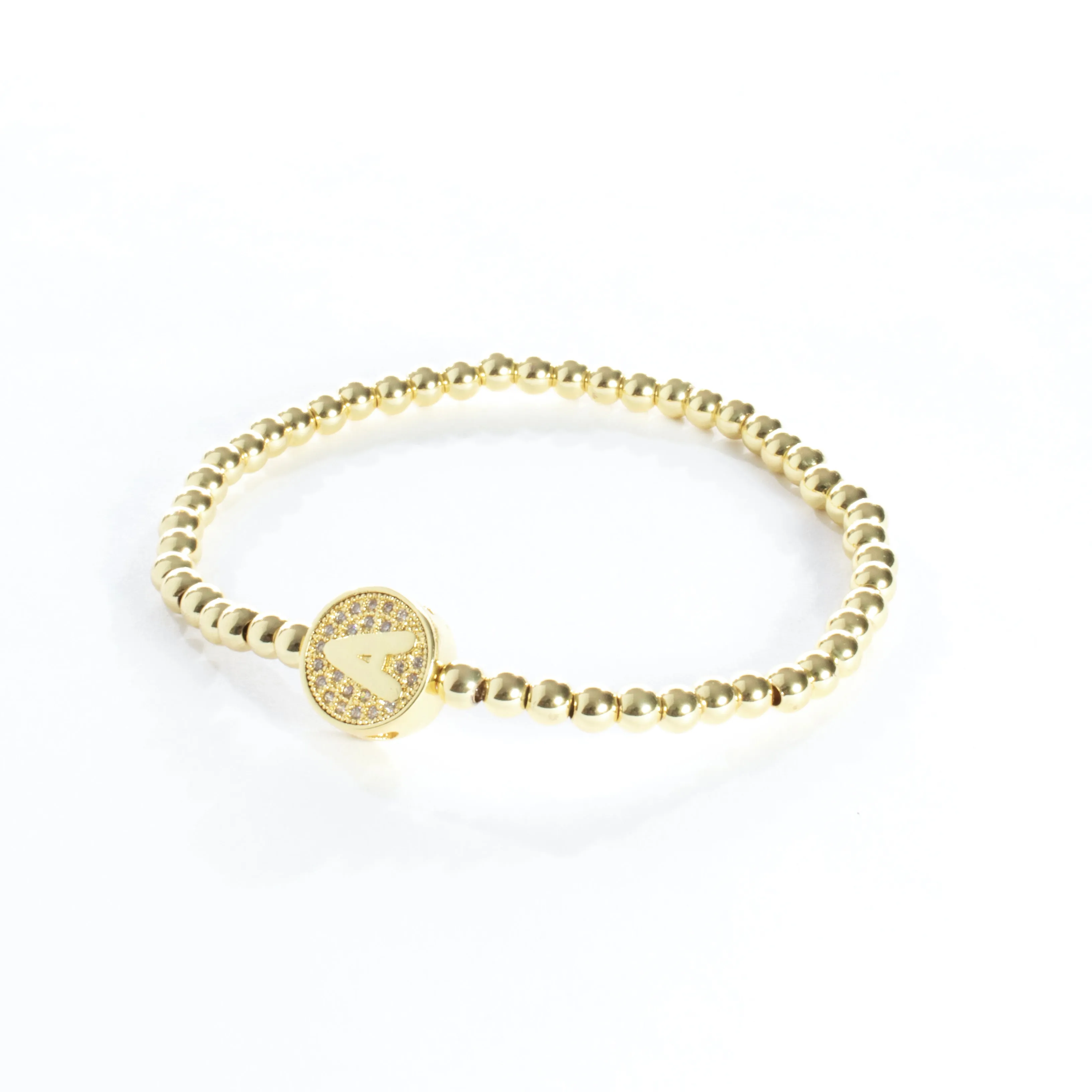 Stretch Beaded Initial Bracelet - Gold or Silver