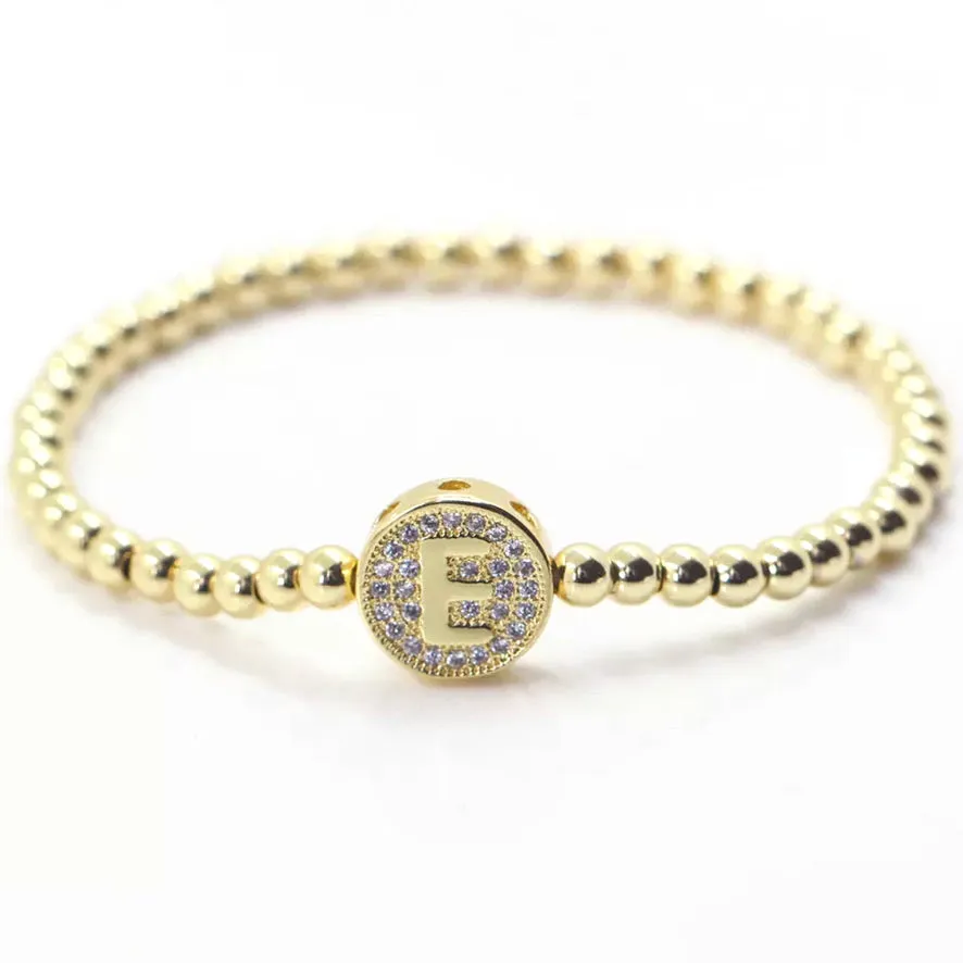 Stretch Beaded Initial Bracelet - Gold or Silver
