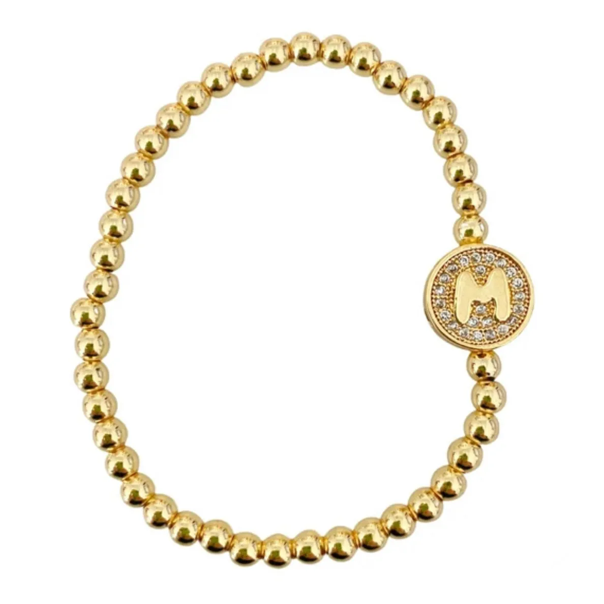 Stretch Beaded Initial Bracelet - Gold or Silver