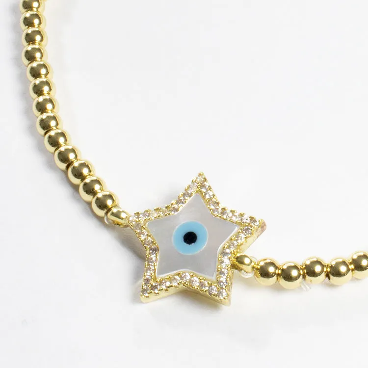 Stretch Beaded Star Bracelet - Gold