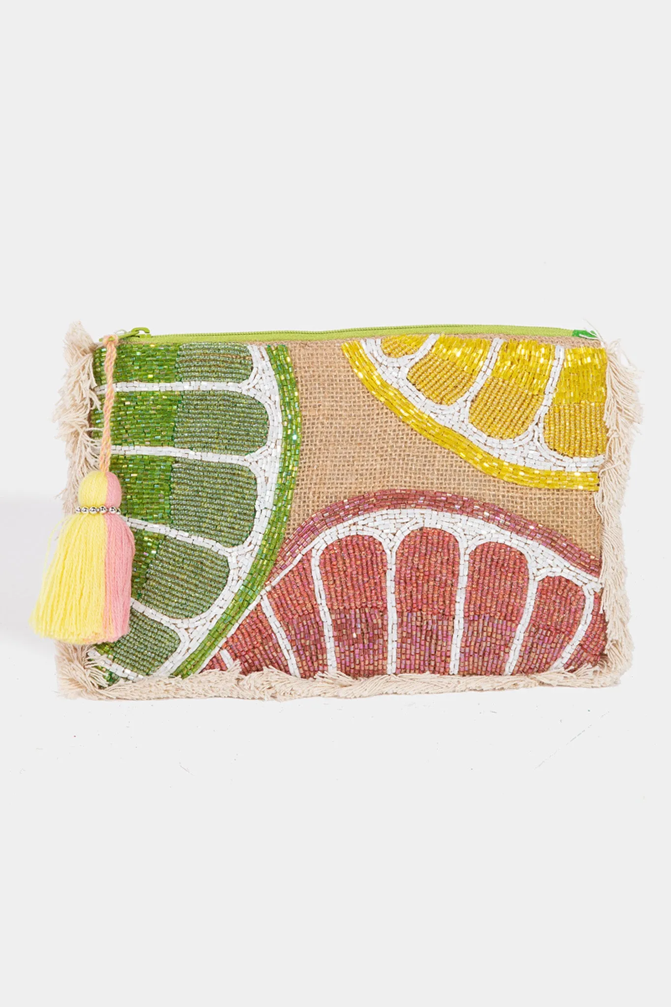 Summer Citrus Jute Clutch
