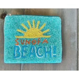 Sun of a Beach" Seed Beaded Coin Pouch – Summer Fun in a Bag! ☀️🏖️.