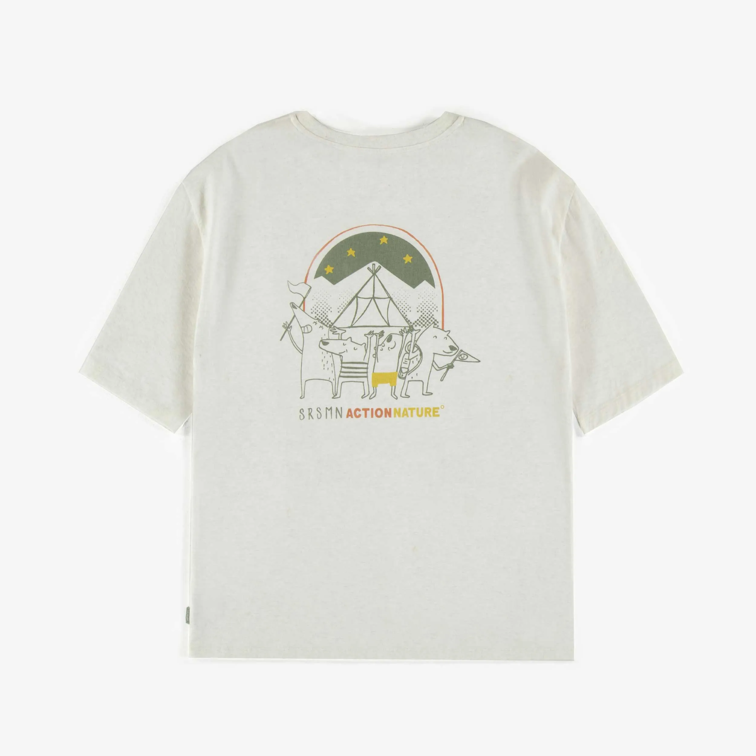 T-shirt ivoire à manches courtes en coton, enfant || Ivory short-sleeves t-shirt in cotton, child
