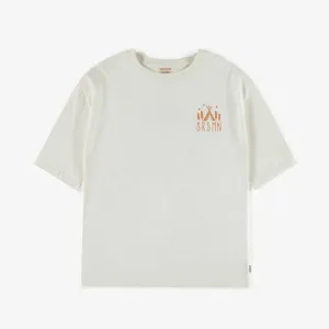 T-shirt ivoire à manches courtes en coton, enfant || Ivory short-sleeves t-shirt in cotton, child