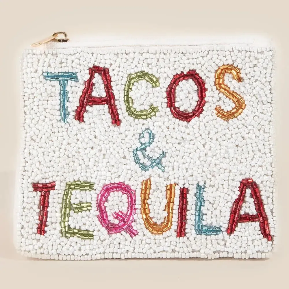 Tacos and Tequila Beaded Coin Purse