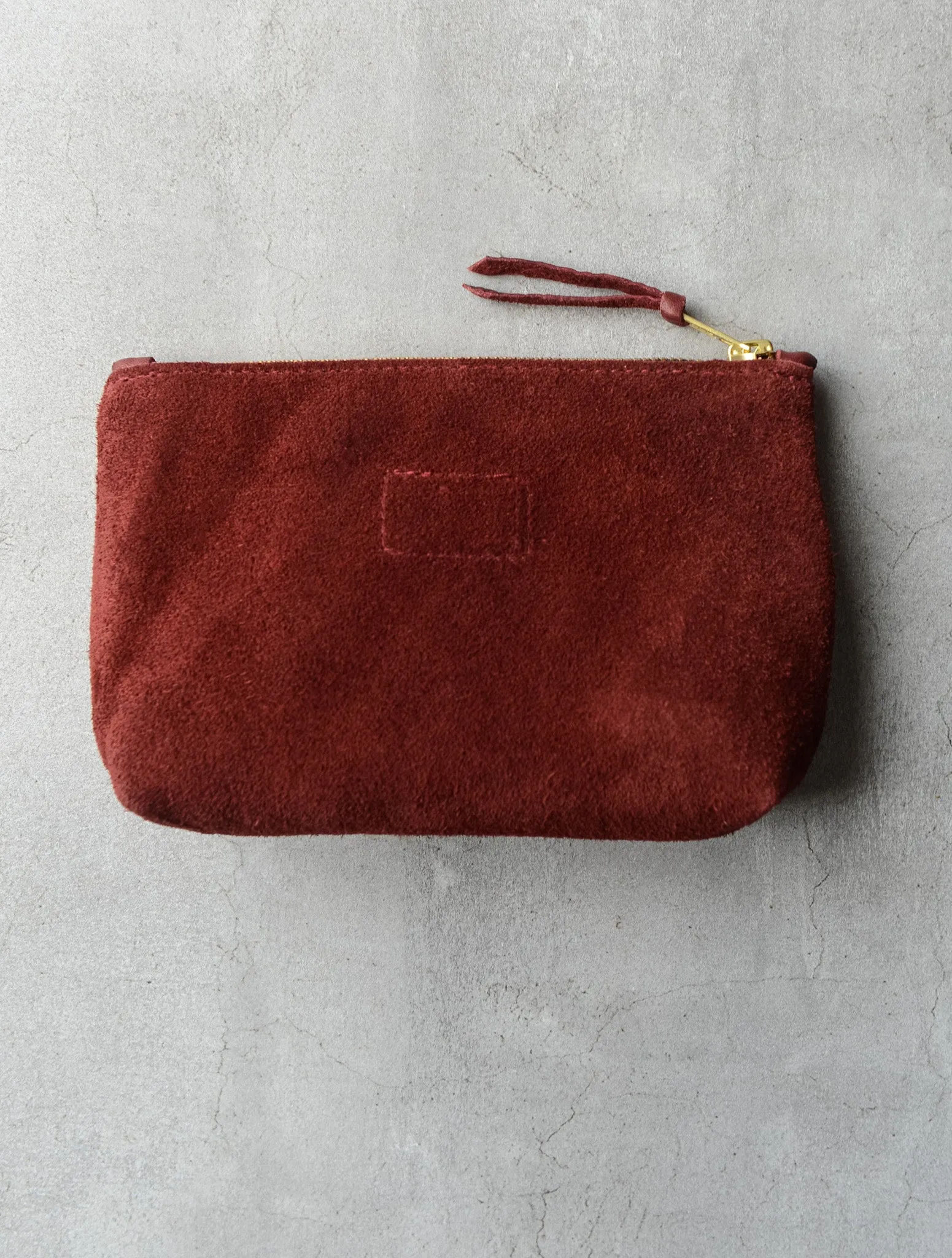 TAN/BORDEAUX SUEDE CONTRAST POUCH