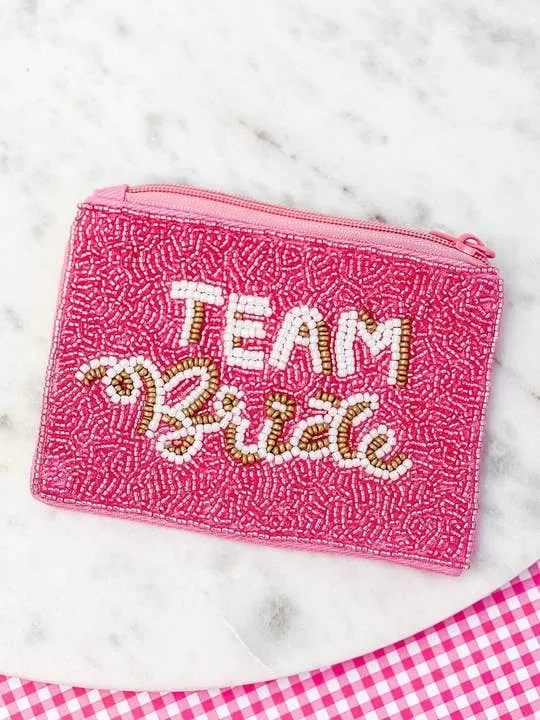 Team Bride - Beaded Zip Pouch
