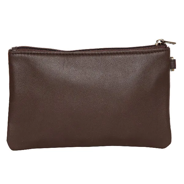 The Design Edge Hand Woven Leather Small Clutch - Toronto W 69992W - Chocolate