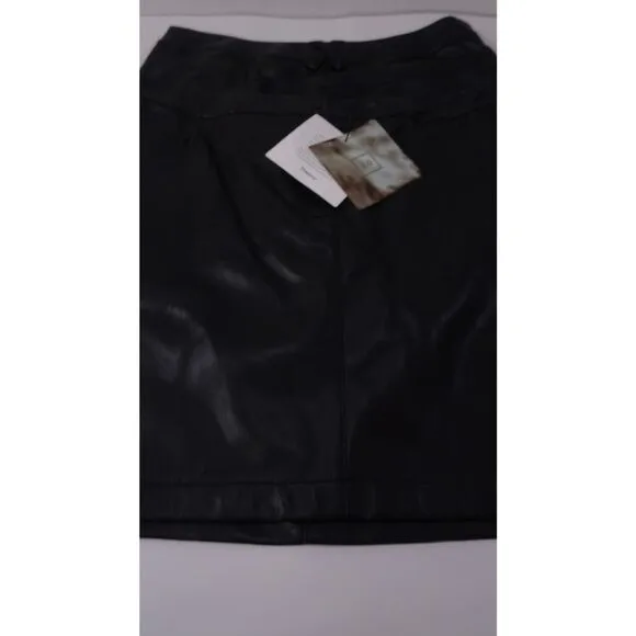 Theory 2.0 Women's IWG Pocket Mini Skirt Irving Faux Leather NWT 195 Sz 8 Black