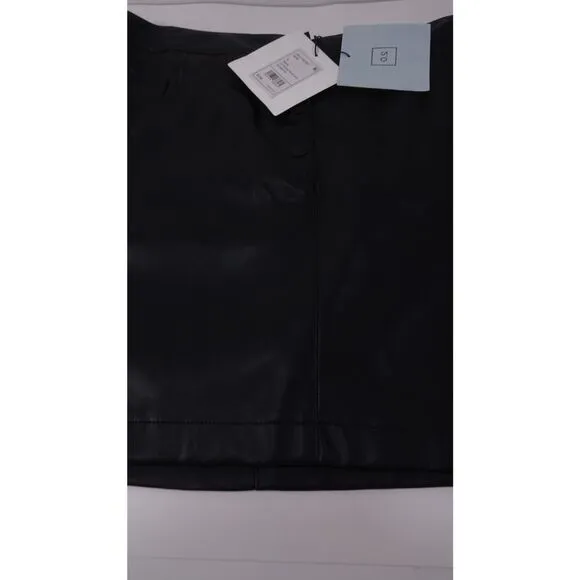 Theory 2.0 Women's IWG Pocket Mini Skirt Irving Faux Leather NWT 195 Sz 8 Black