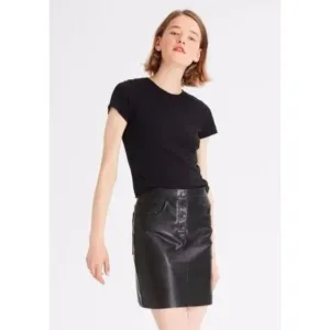 Theory 2.0 Women's IWG Pocket Mini Skirt Irving Faux Leather NWT 195 Sz 8 Black