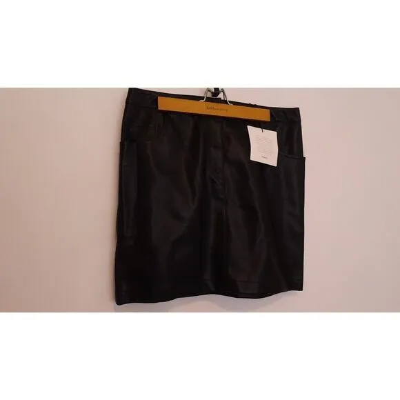 Theory 2.0 Women's IWG Pocket Mini Skirt Irving Faux Leather NWT 195 Sz 8 Black
