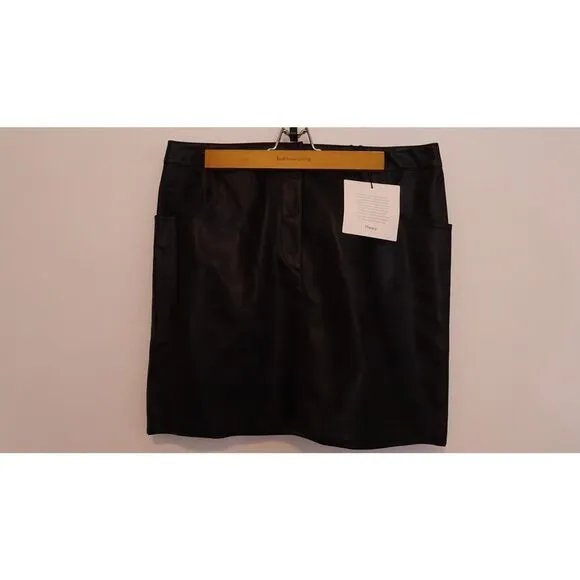 Theory 2.0 Women's IWG Pocket Mini Skirt Irving Faux Leather NWT 195 Sz 8 Black