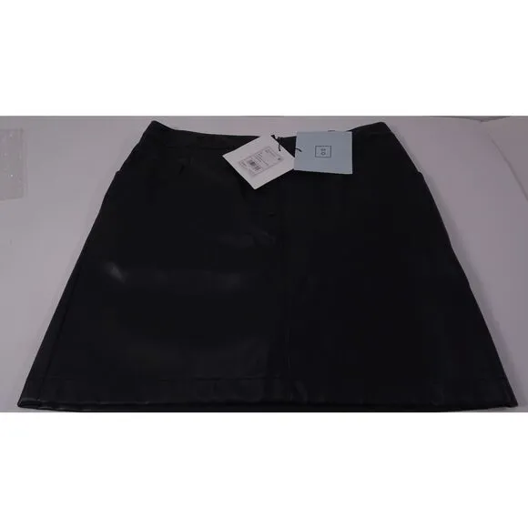 Theory 2.0 Women's IWG Pocket Mini Skirt Irving Faux Leather NWT 195 Sz 8 Black