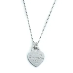 Tiffany & Co Return To Tiffany Sterling Silver Bead Heart Tag Pendant Necklace - 30"
