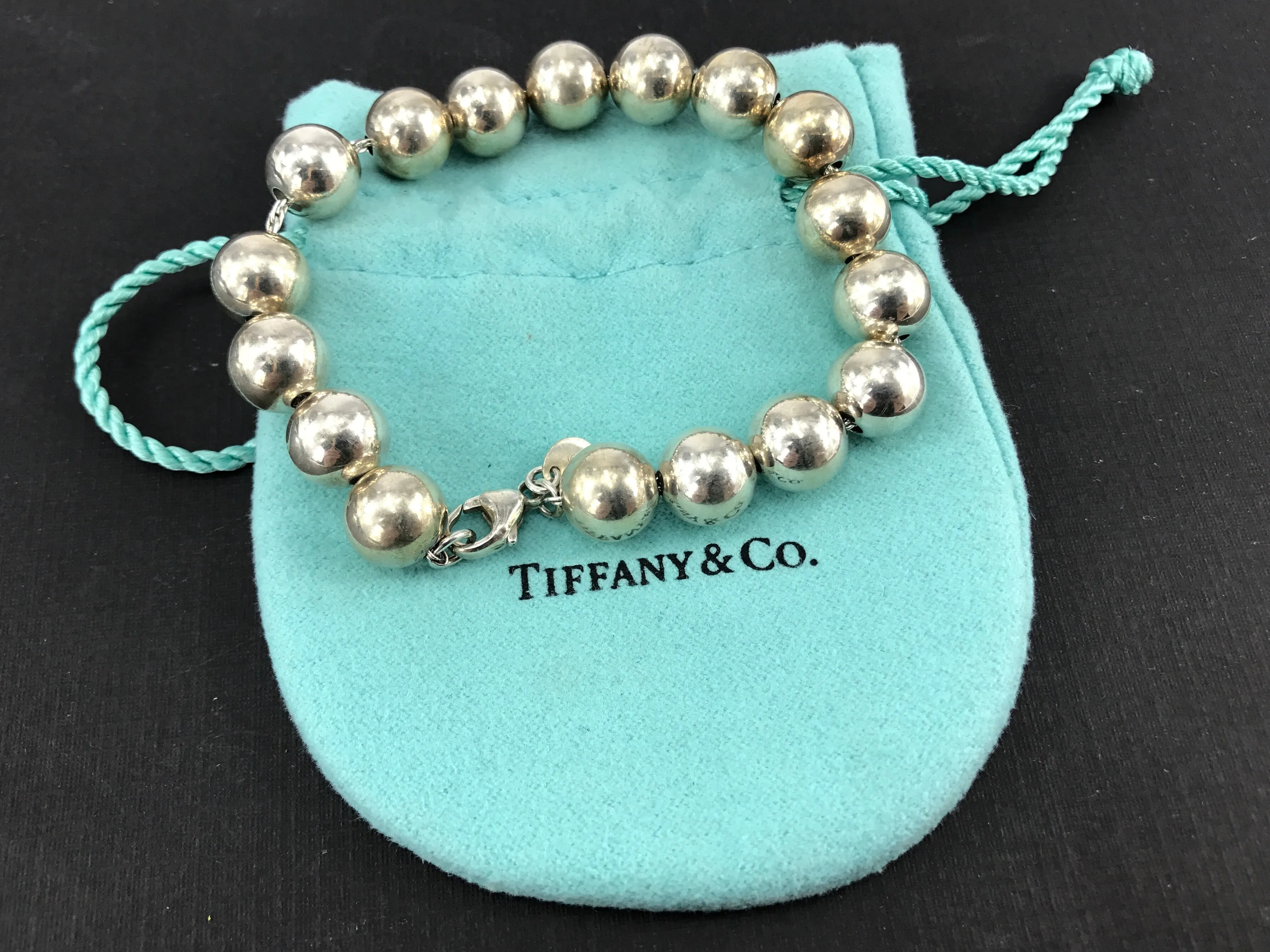 Tiffany & Co Sterling Silver Beaded 10mm Ball Bracelet