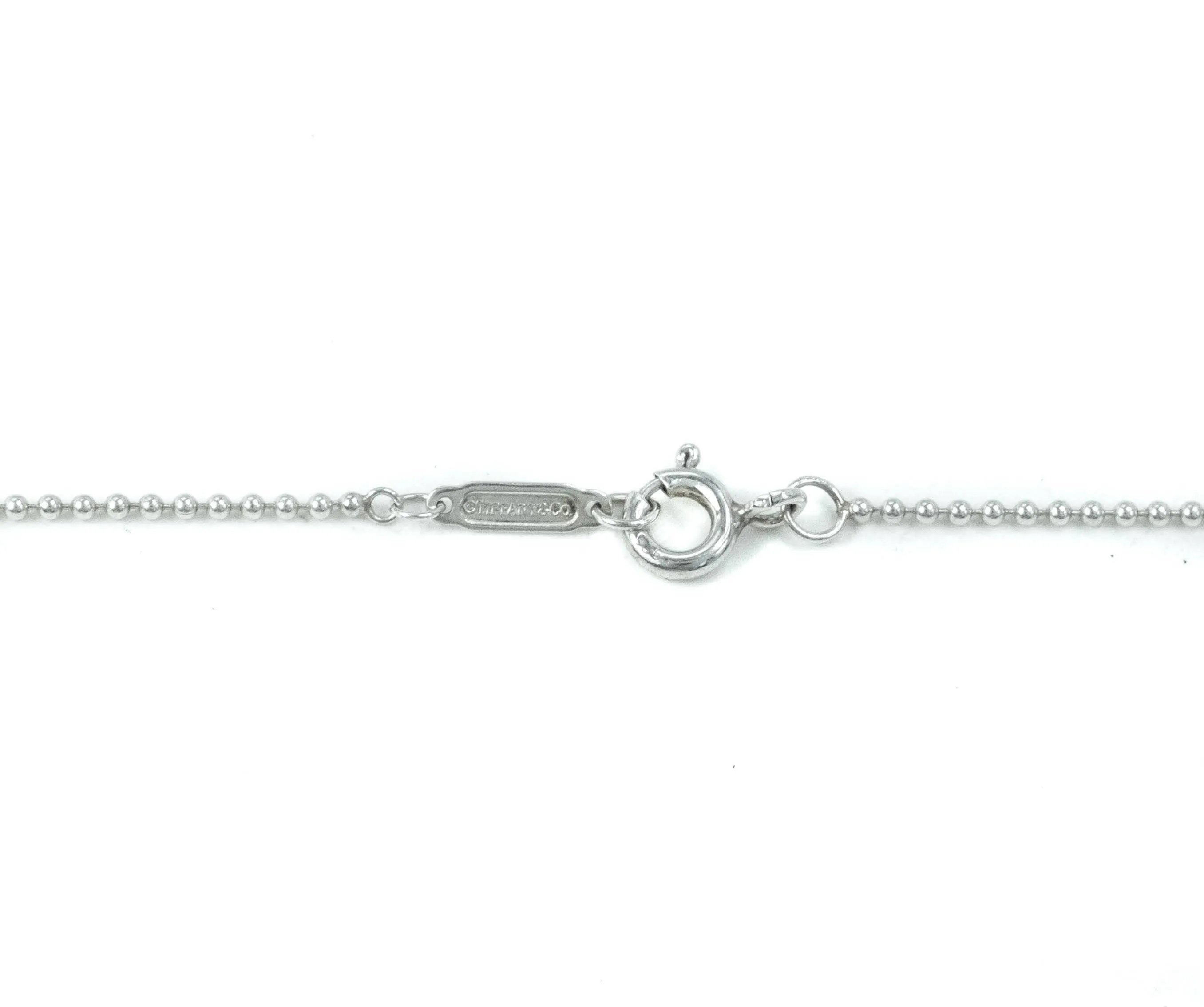Tiffany & Co Sterling Silver Initial A Disc Pendant Beaded Chain Necklace