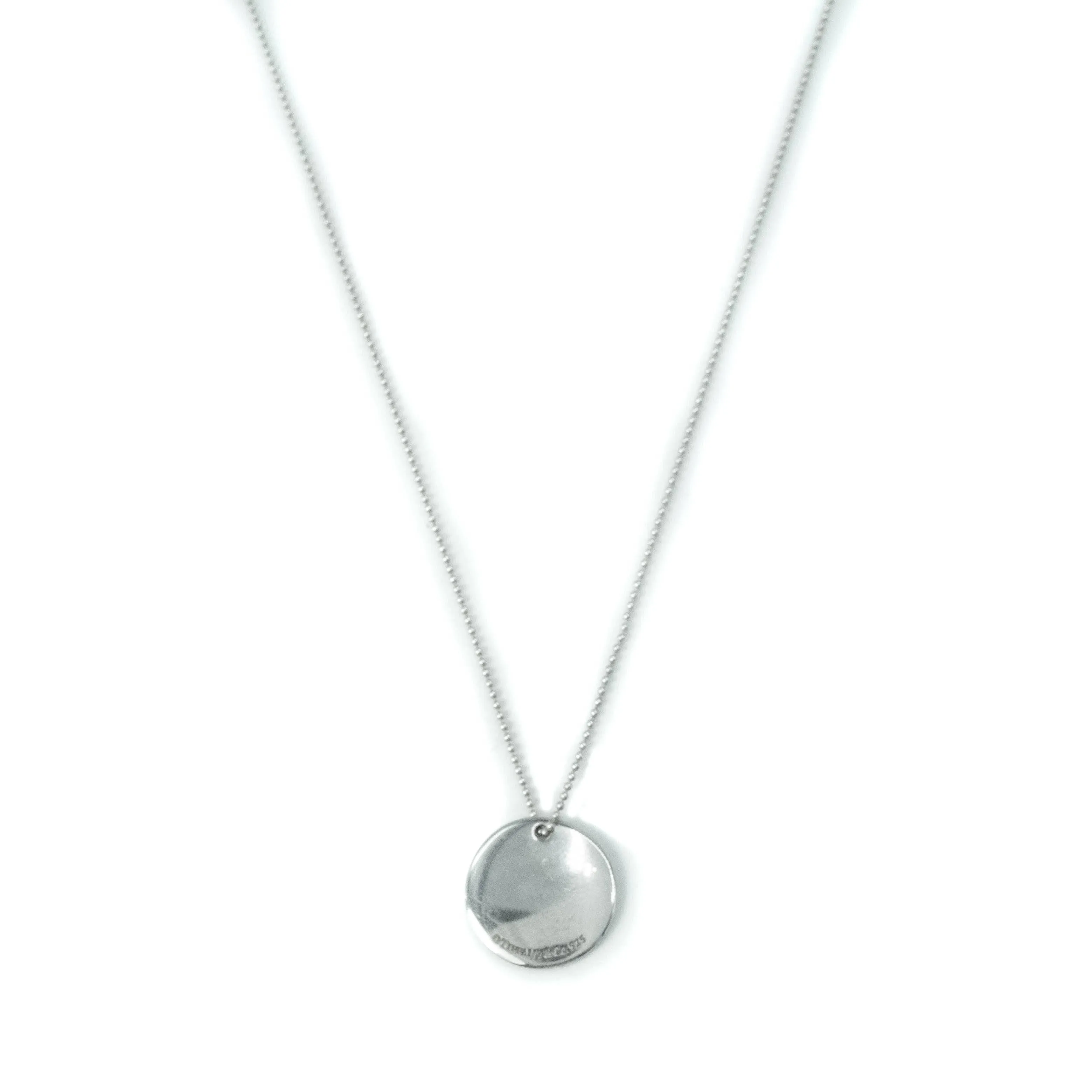 Tiffany & Co Sterling Silver Initial A Disc Pendant Beaded Chain Necklace