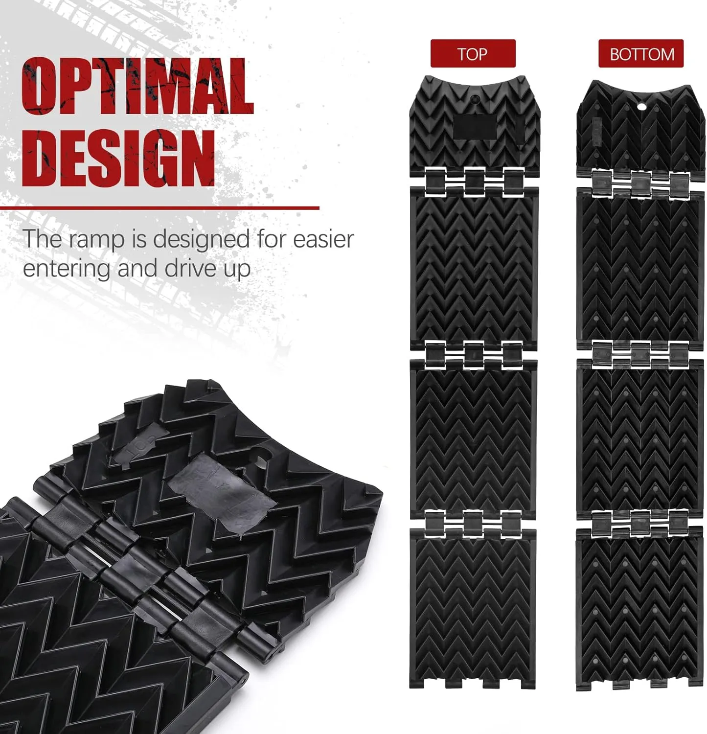 Tire Traction Mats 2-Pack Foldable Portable Recovery Track Boards for Off Road 4X4, Cars, Trucks, Small SUVs | Emergency Snow Ice Sand Traction Devices