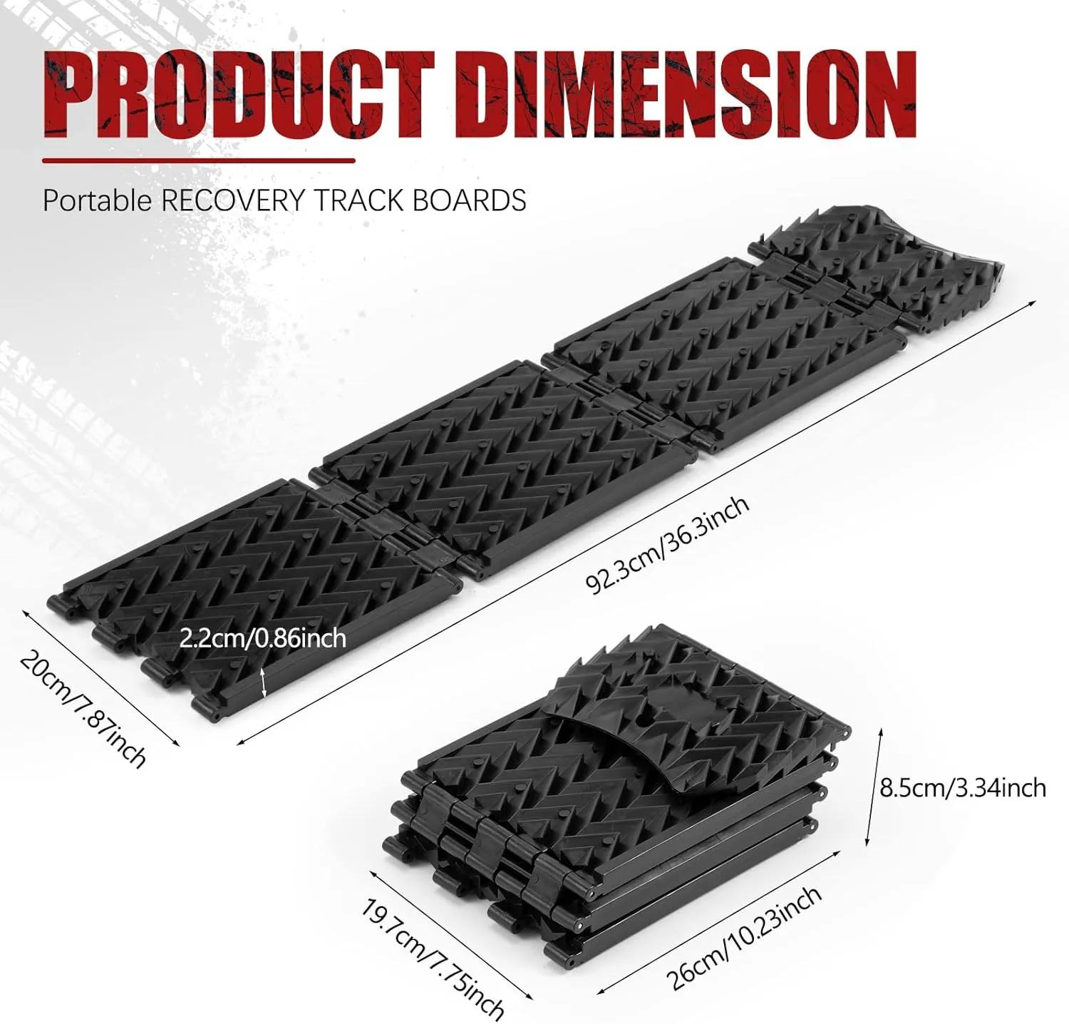 Tire Traction Mats 2-Pack Foldable Portable Recovery Track Boards for Off Road 4X4, Cars, Trucks, Small SUVs | Emergency Snow Ice Sand Traction Devices