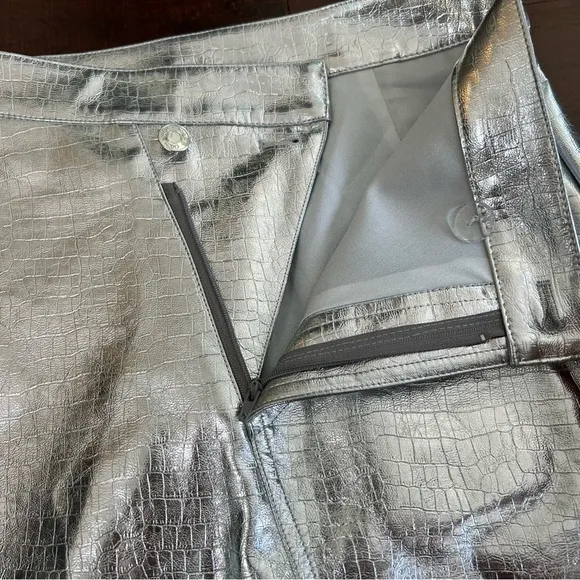 TORN BY RONNY KOBO Donnie Skirt Silver Faux Leather Mini Asymmetric Size XS