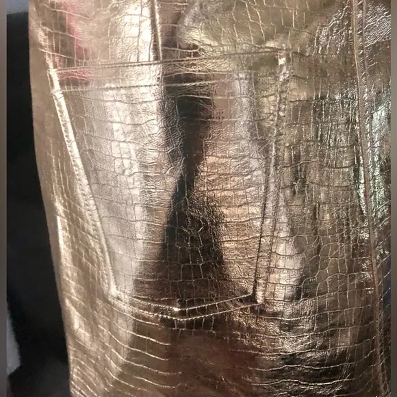 Torn by Ronny Kobo Donny Metallic Gold Faux Leather Mini Skirt Size Small