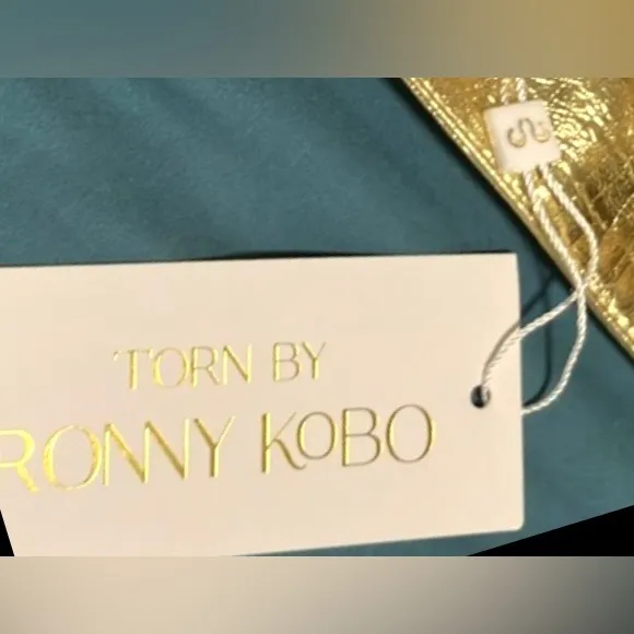 Torn by Ronny Kobo Donny Metallic Gold Faux Leather Mini Skirt Size Small