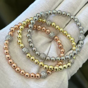 Tri-Tone Trio Stretch Bracelet Set - Gold, Rose Gold and Silver