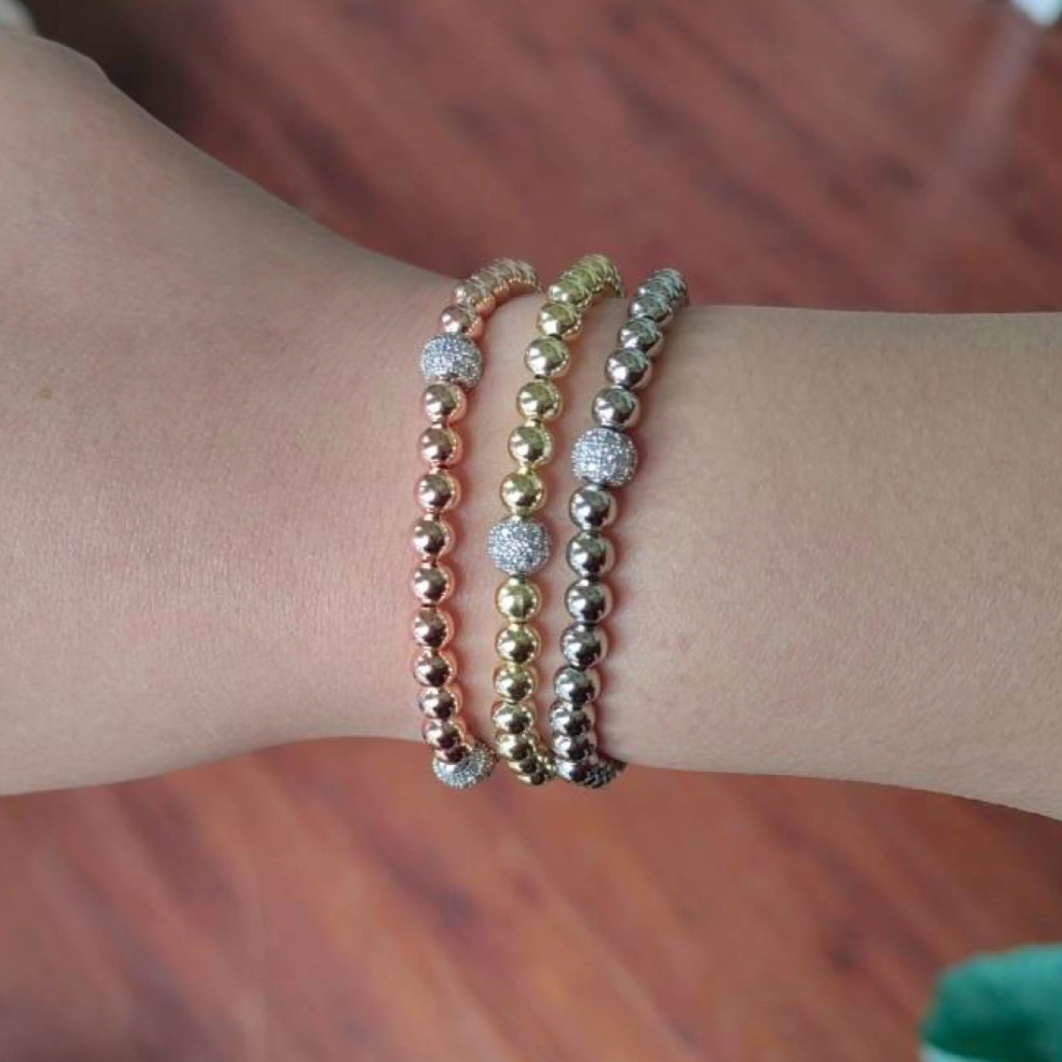 Tri-Tone Trio Stretch Bracelet Set - Gold, Rose Gold and Silver