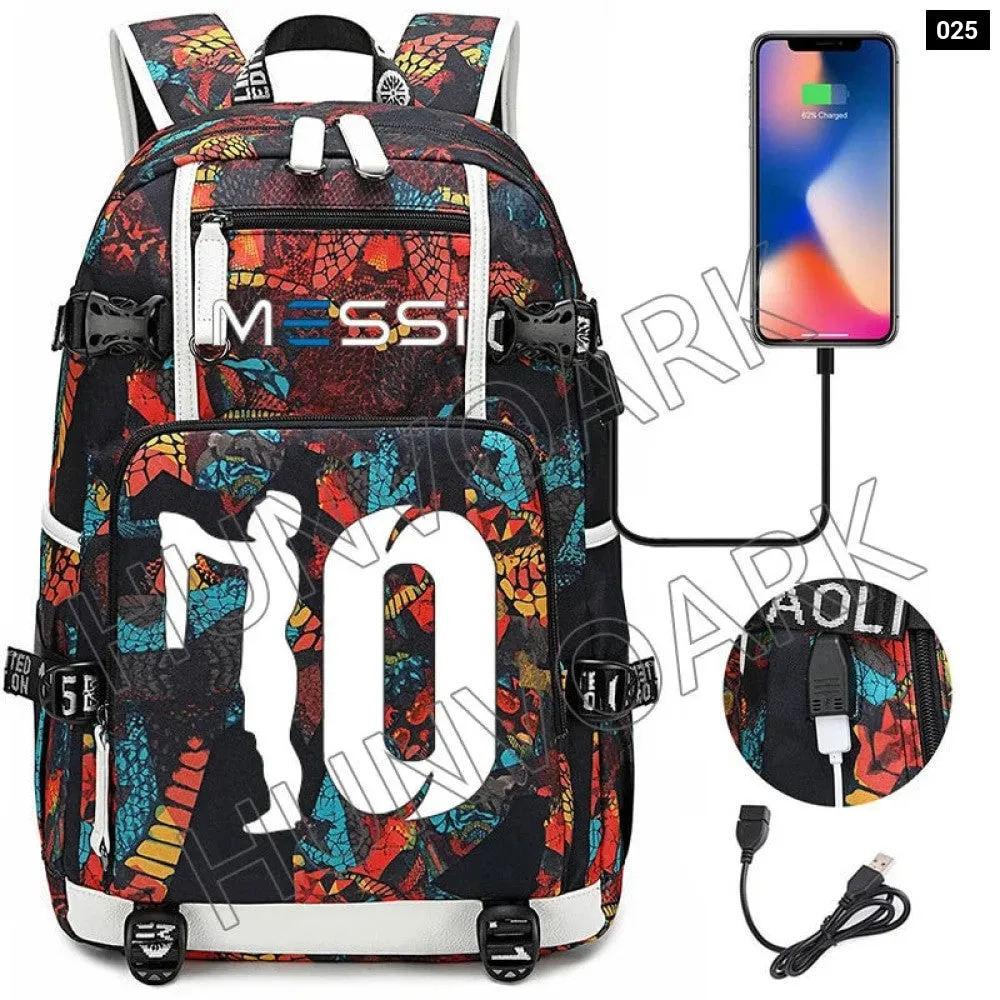 Unisex Messi Usb Charging 15.6 Inch Waterproof Laptop School Bag
