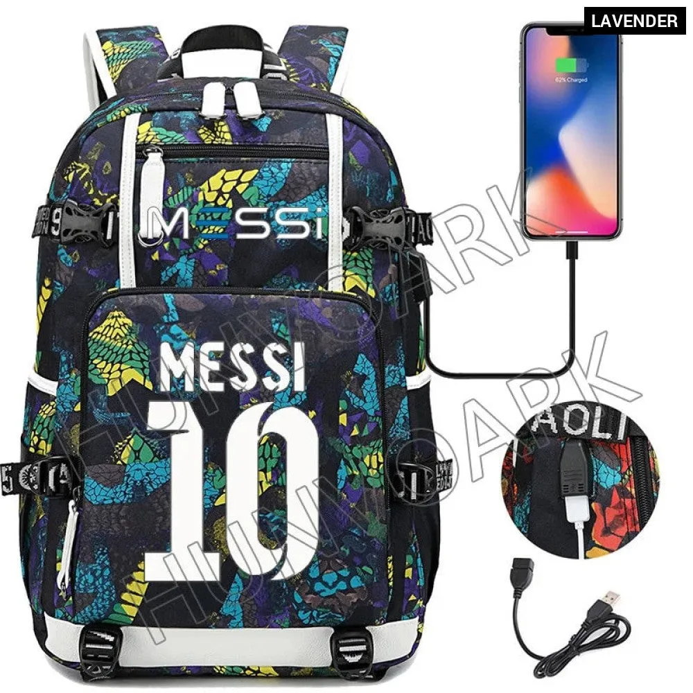 Unisex Messi Usb Charging 15.6 Inch Waterproof Laptop School Bag