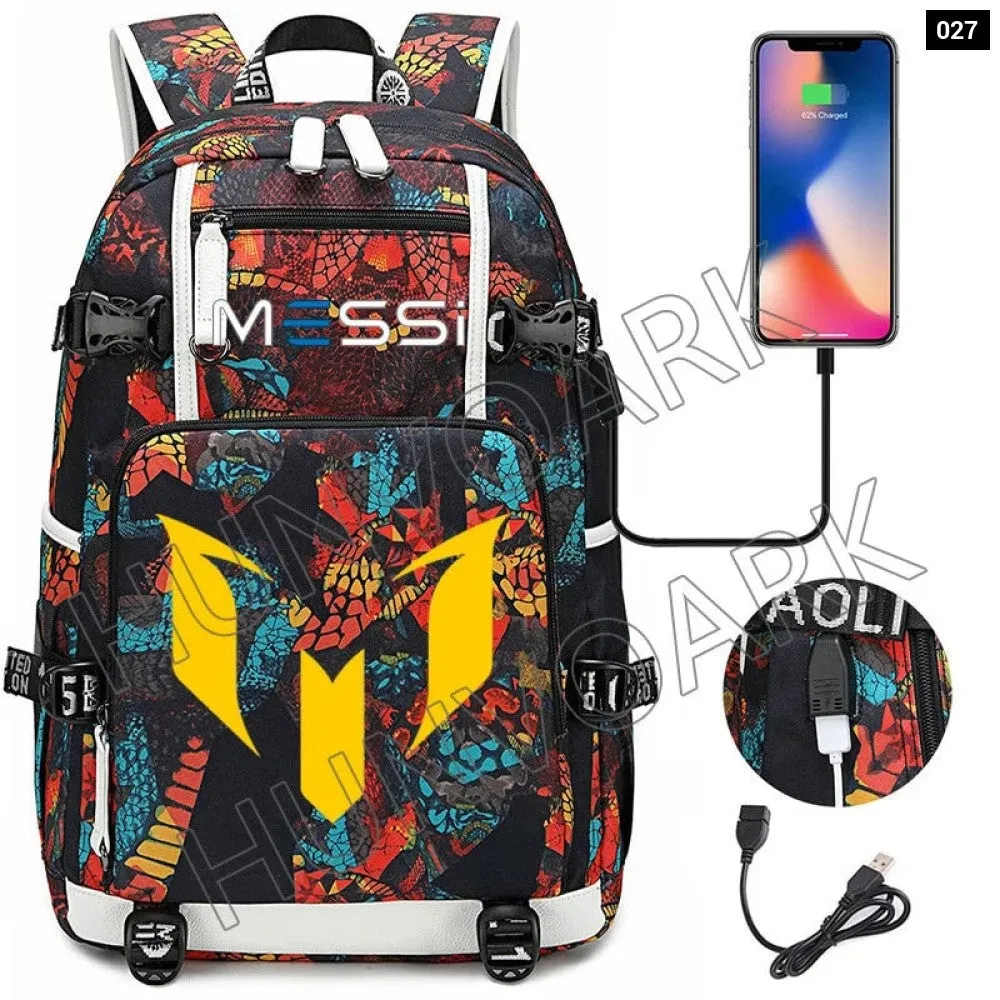 Unisex Messi Usb Charging 15.6 Inch Waterproof Laptop School Bag