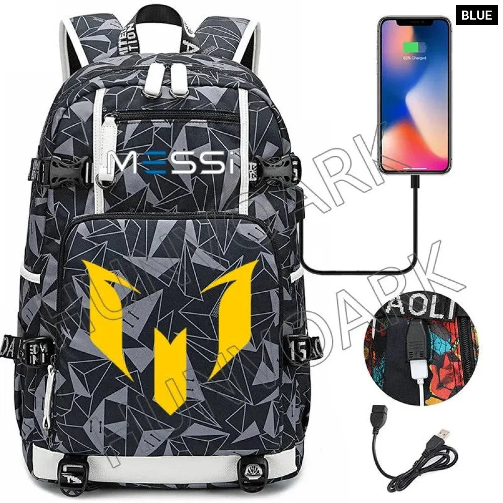 Unisex Messi Usb Charging 15.6 Inch Waterproof Laptop School Bag