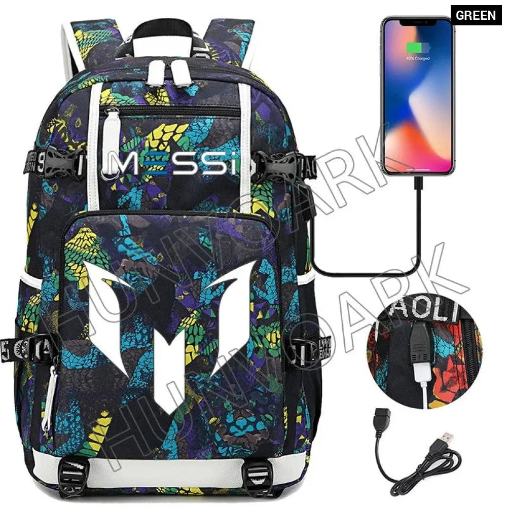 Unisex Messi Usb Charging 15.6 Inch Waterproof Laptop School Bag