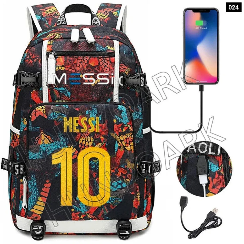 Unisex Messi Usb Charging 15.6 Inch Waterproof Laptop School Bag