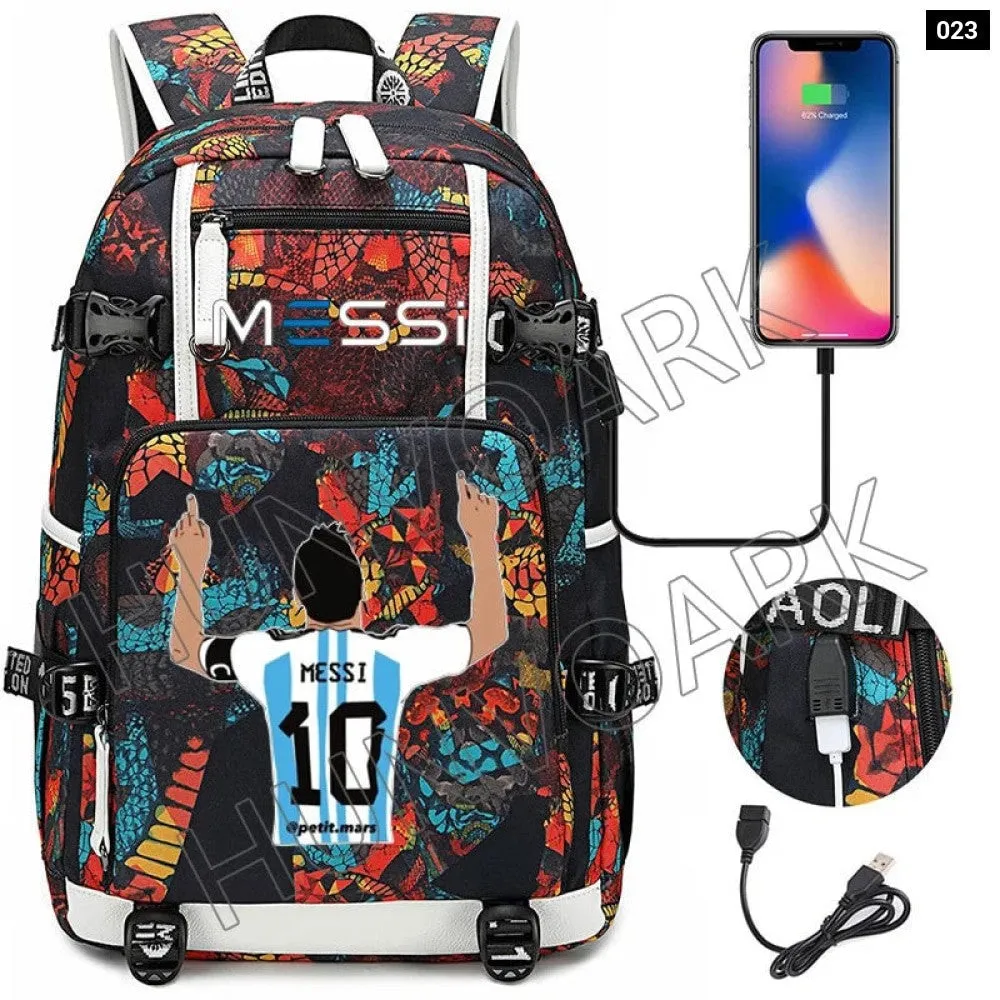 Unisex Messi Usb Charging 15.6 Inch Waterproof Laptop School Bag