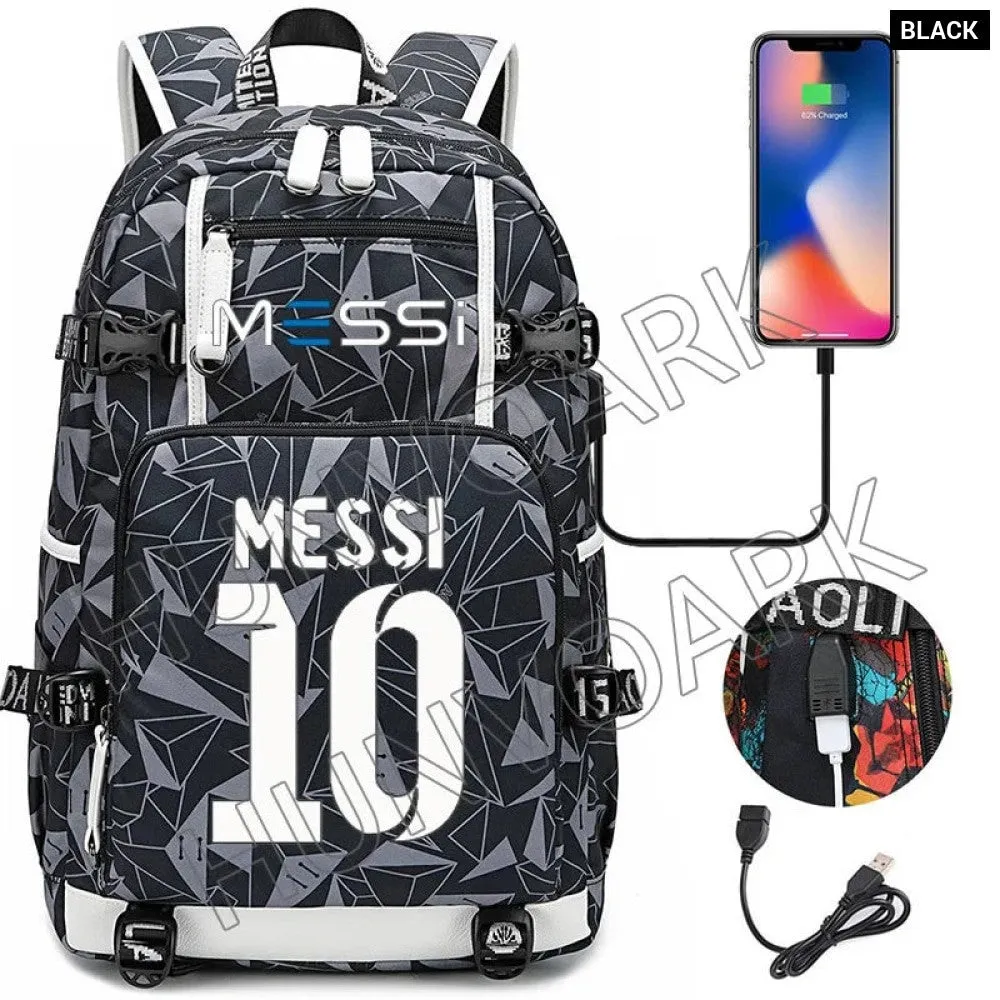 Unisex Messi Usb Charging 15.6 Inch Waterproof Laptop School Bag