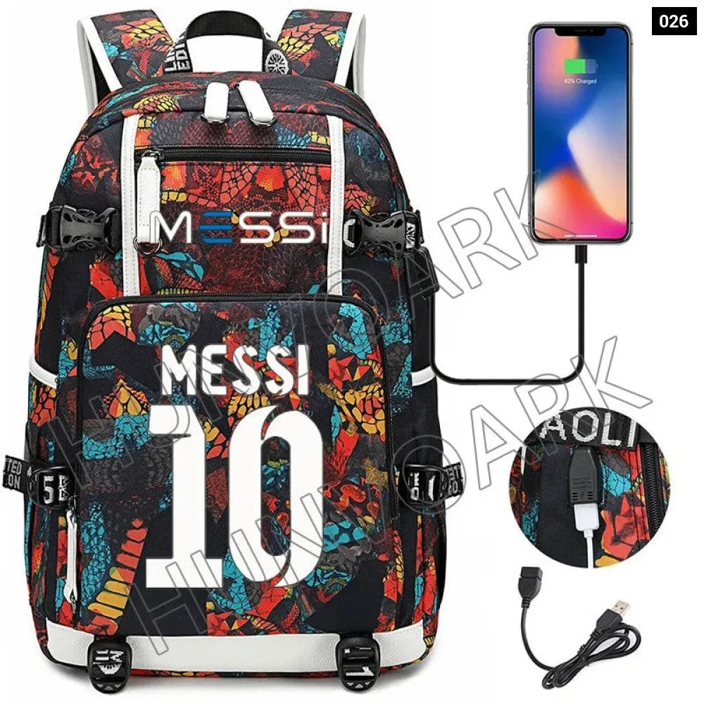 Unisex Messi Usb Charging 15.6 Inch Waterproof Laptop School Bag