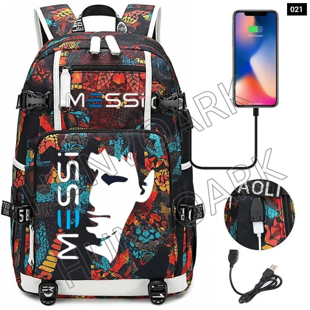 Unisex Messi Usb Charging 15.6 Inch Waterproof Laptop School Bag