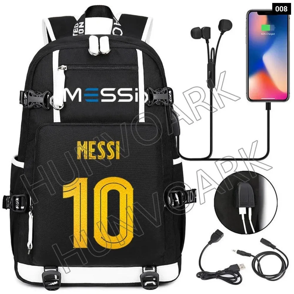 Unisex Messi Usb Charging 15.6 Inch Waterproof Laptop School Bag