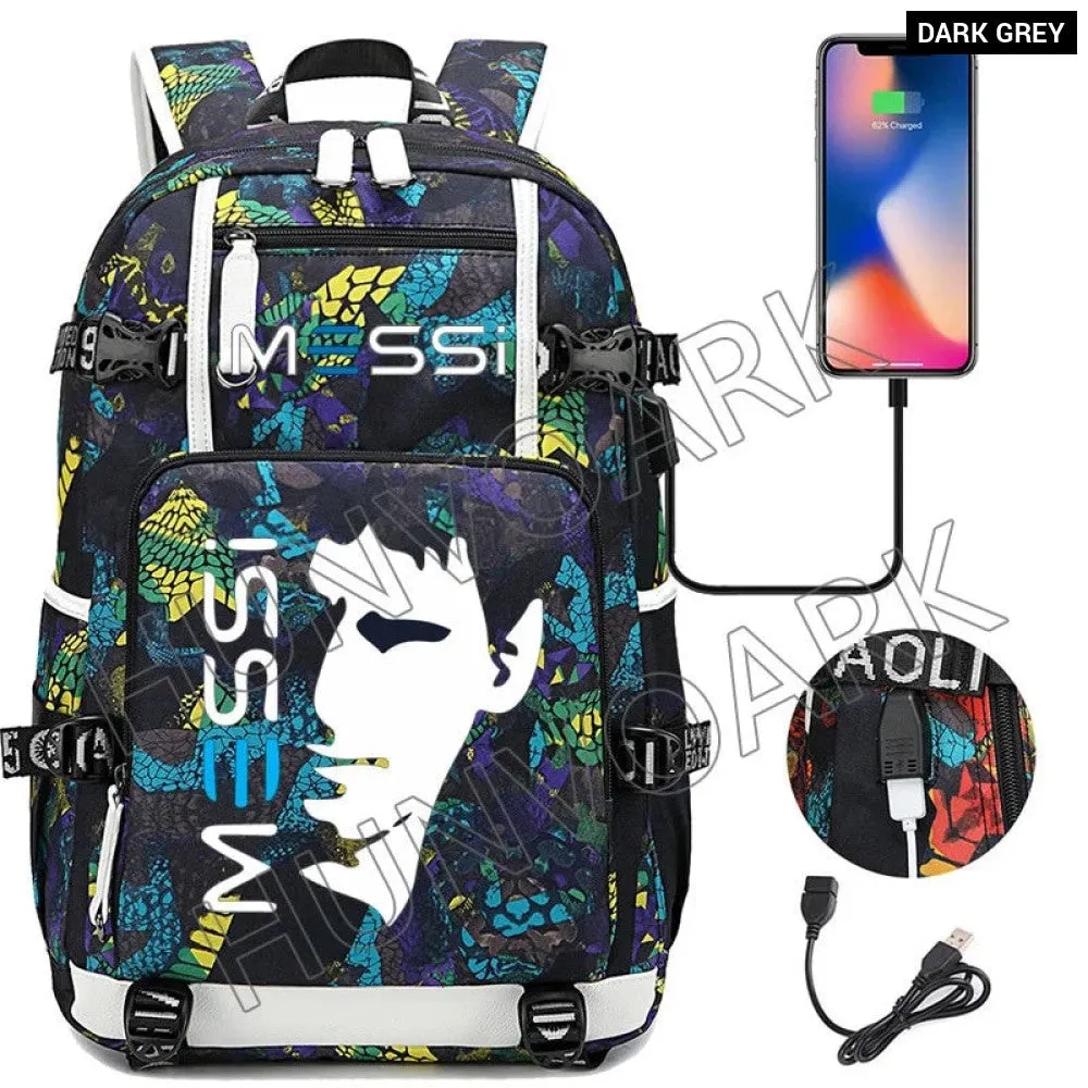 Unisex Messi Usb Charging 15.6 Inch Waterproof Laptop School Bag