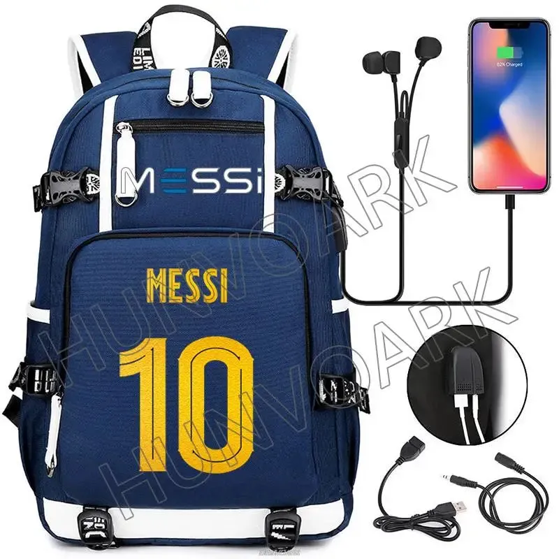 Unisex Messi Usb Charging 15.6 Inch Waterproof Laptop School Bag